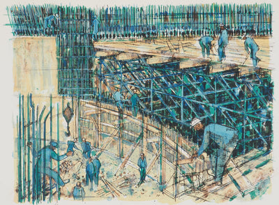 Jean MONNERET : Hommage à Fernand Léger, les constructeurs - Lithographie