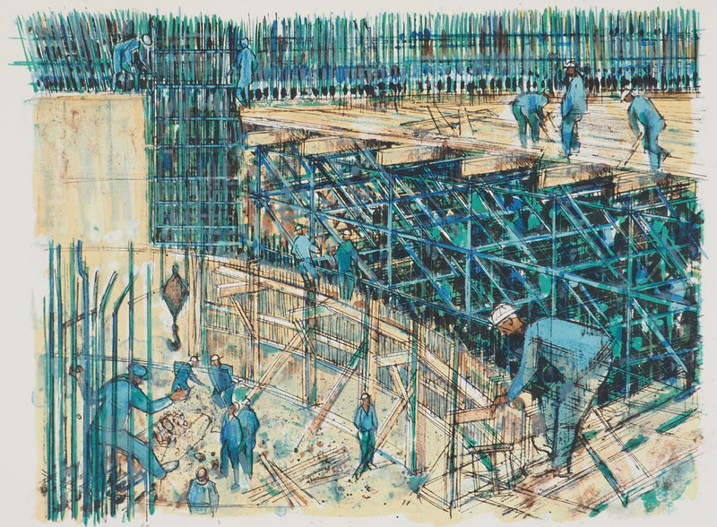 Jean MONNERET : Hommage à Fernand Léger, les constructeurs - Lithographie