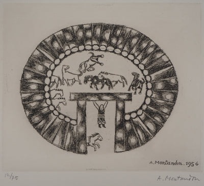Aimé MONTANDON : Cirque et chevaux, 1954 - Gravure