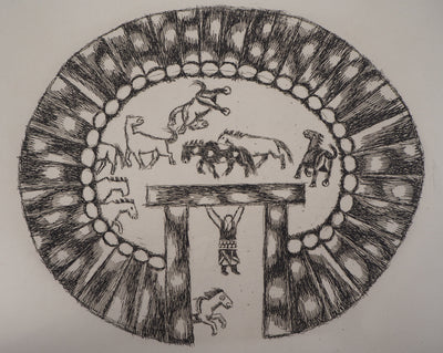 Aimé MONTANDON : Cirque et chevaux, 1954 - Gravure (détail)