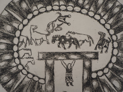 Aimé MONTANDON : Cirque et chevaux, 1954 - Gravure (détail)