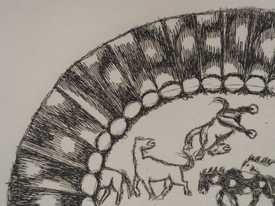 Aimé MONTANDON : Cirque et chevaux, 1954 - Gravure (détail)