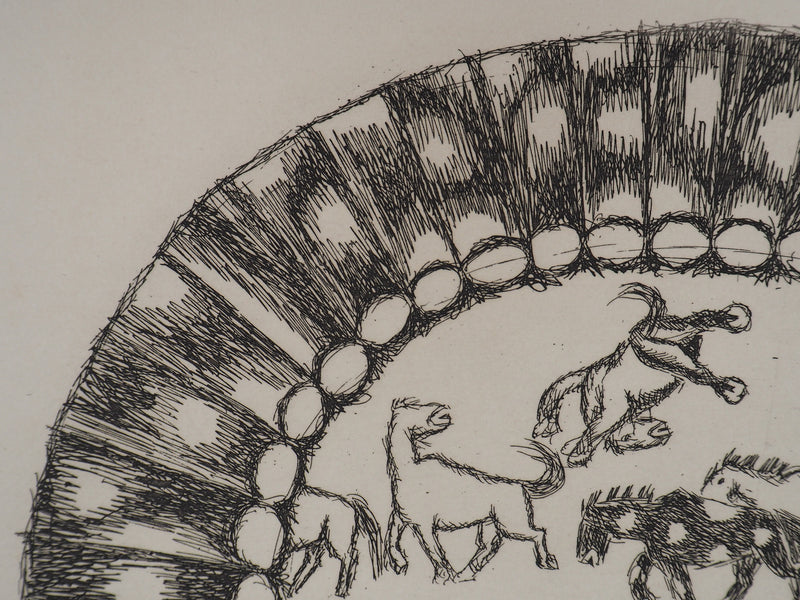 Aimé MONTANDON : Cirque et chevaux, 1954 - Gravure (détail)