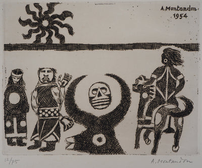 Aimé MONTANDON : Fête du soleil, 1954 - Gravure
