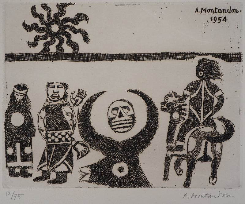 Aimé MONTANDON : Fête du soleil, 1954 - Gravure