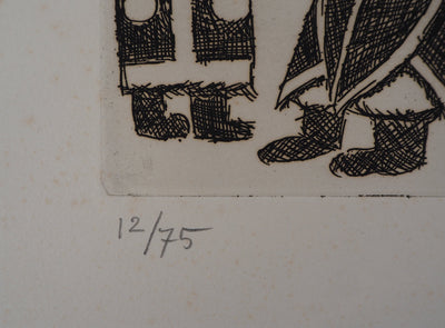 Aimé MONTANDON : Fête du soleil, 1954 - Gravure (détail)