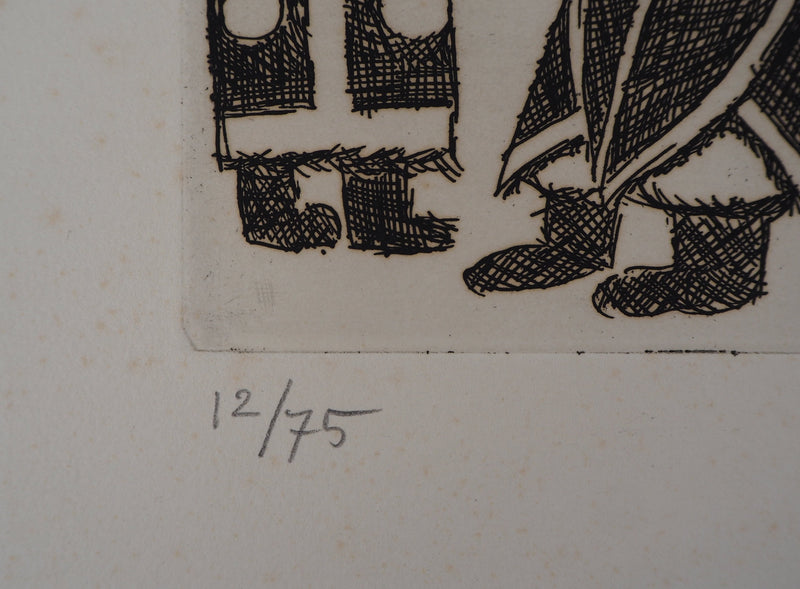 Aimé MONTANDON : Fête du soleil, 1954 - Gravure (détail)