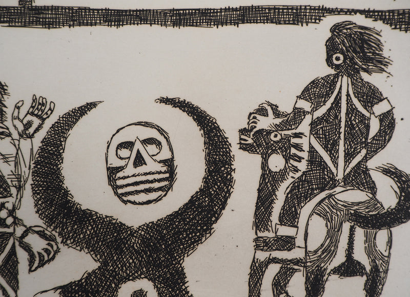 Aimé MONTANDON : Fête du soleil, 1954 - Gravure (détail)