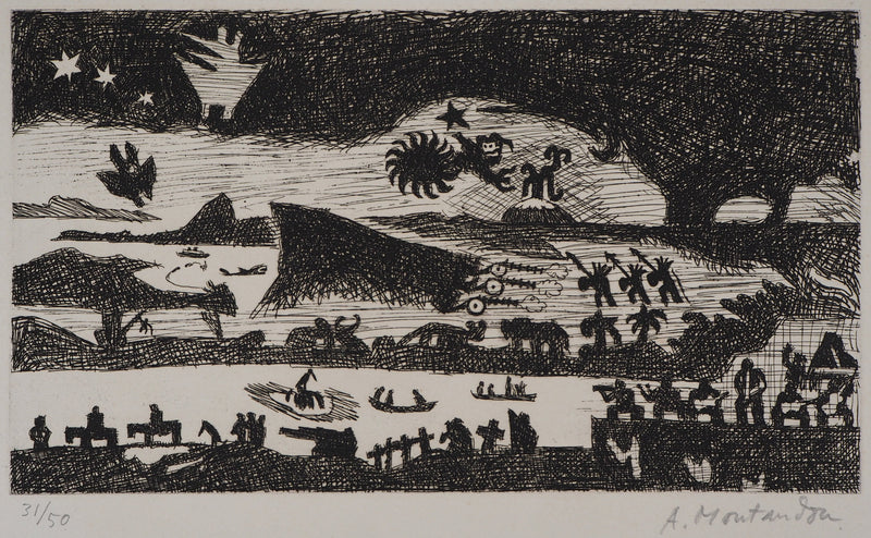 Aimé MONTANDON : Rio de nuit - Gravure