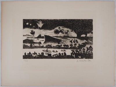 Aimé MONTANDON : Rio de nuit - Gravure (détail)