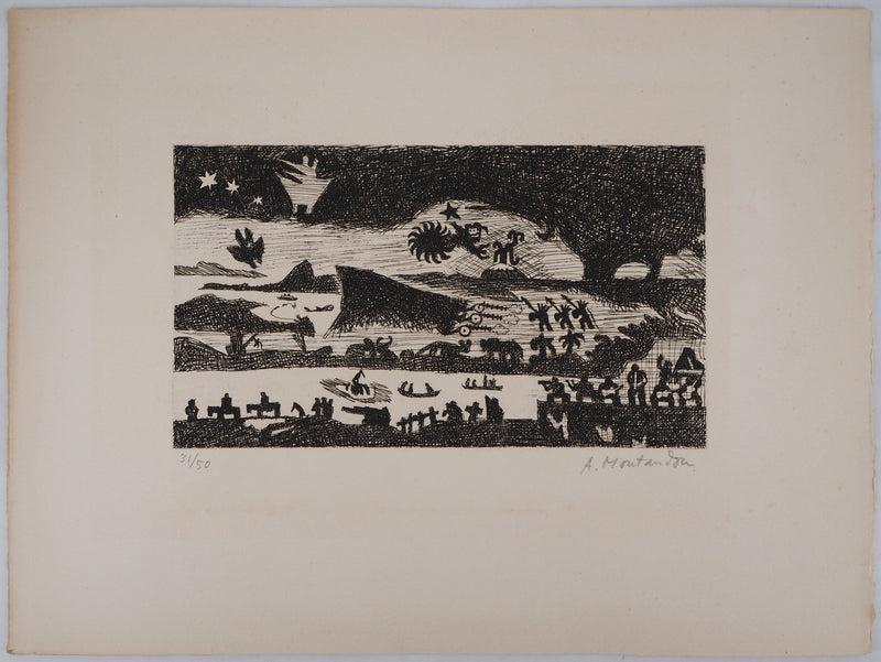 Aimé MONTANDON : Rio de nuit - Gravure (détail)