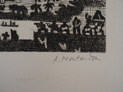 Aimé MONTANDON : Rio de nuit - Gravure (détail)
