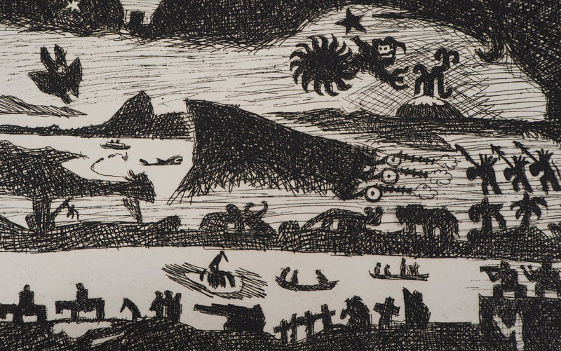 Aimé MONTANDON : Rio de nuit - Gravure (détail)