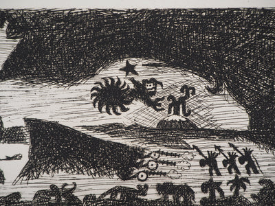 Aimé MONTANDON : Rio de nuit - Gravure (détail)