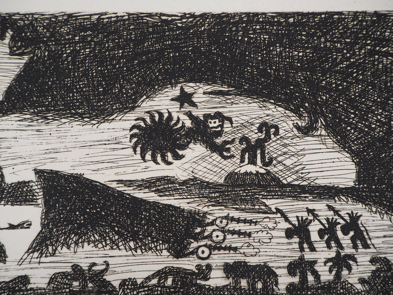 Aimé MONTANDON : Rio de nuit - Gravure (détail)