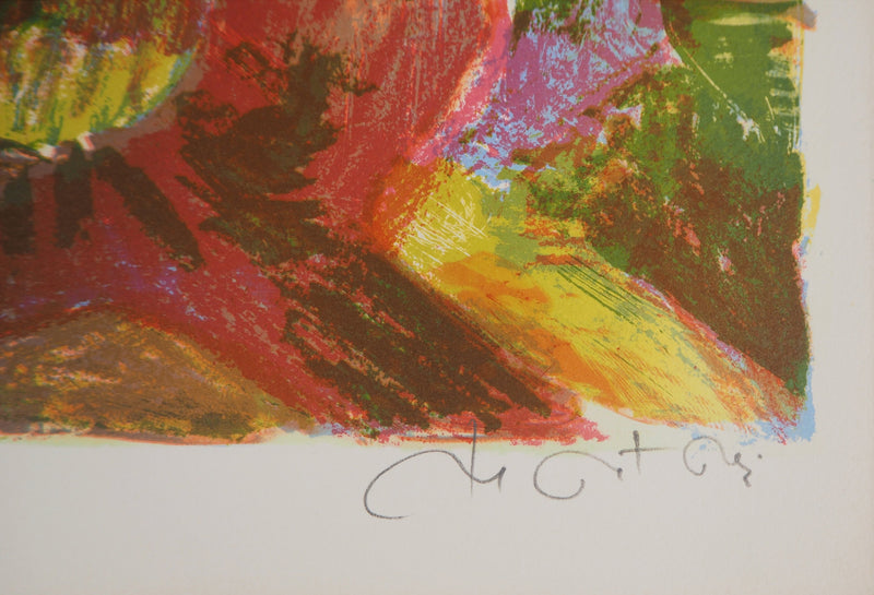 Roger MONTANE : Arbre impressionniste - Lithographie (détail)