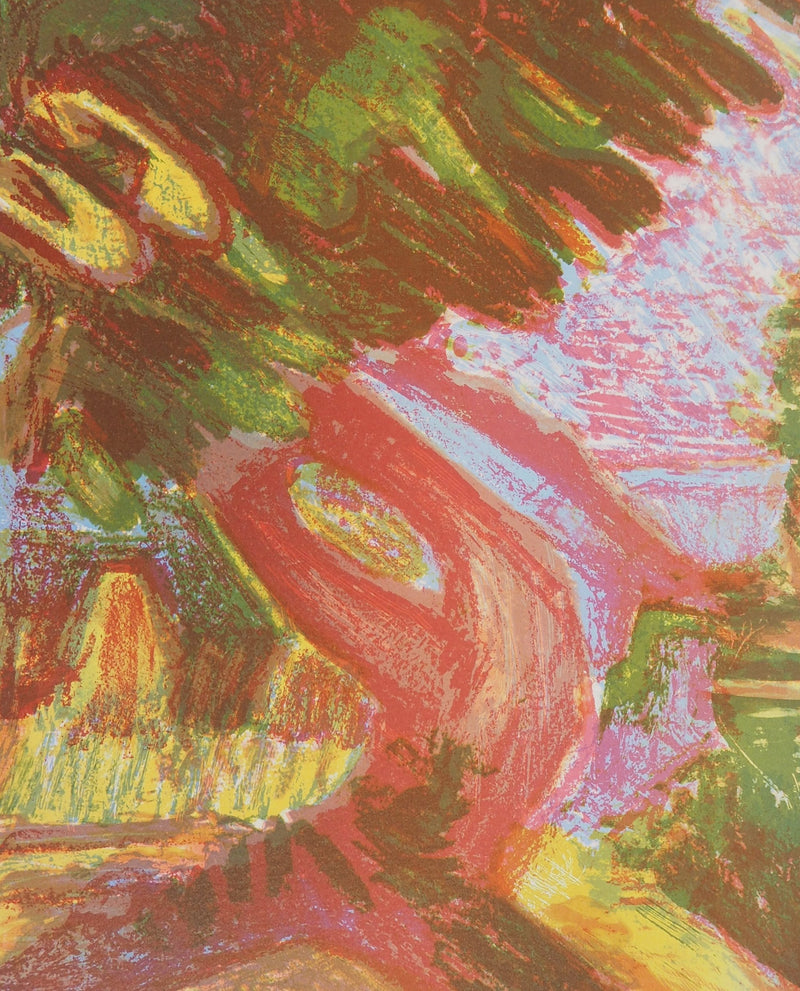 Roger MONTANE : Arbre impressionniste - Lithographie (détail)