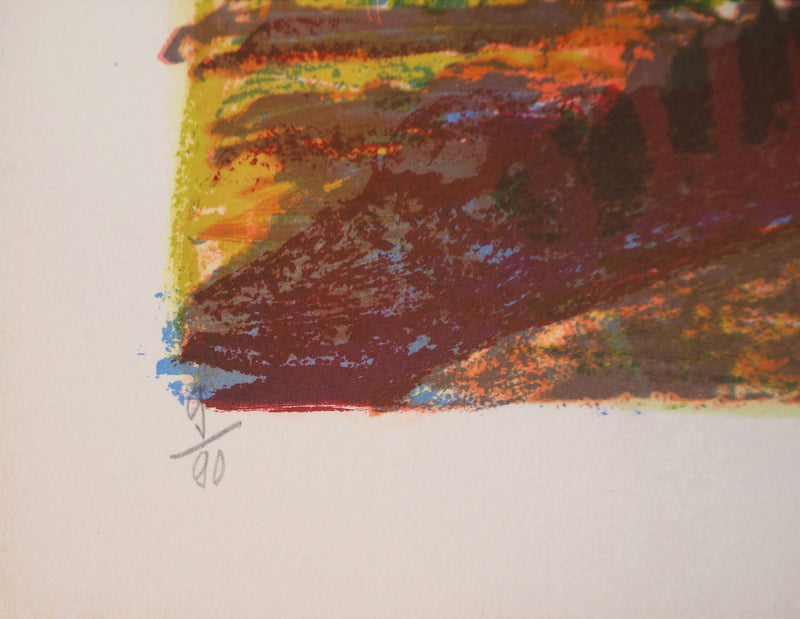 Roger MONTANE : Arbre impressionniste - Lithographie (détail)