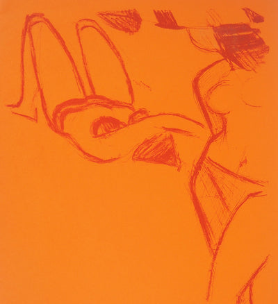 Roger MONTANE : Baignade à la plage - Lithographie (détail)