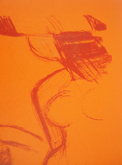 Roger MONTANE : Baignade à la plage - Lithographie (détail)