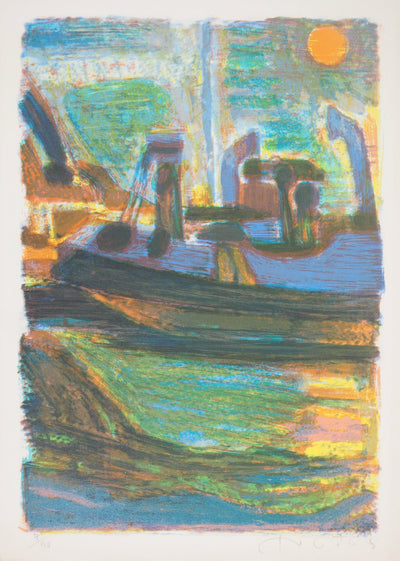 Roger MONTANE : Crépuscule à la voile - Lithographie