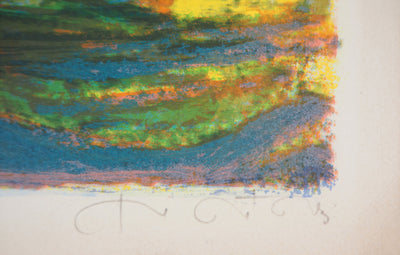 Roger MONTANE : Crépuscule à la voile - Lithographie (détail)