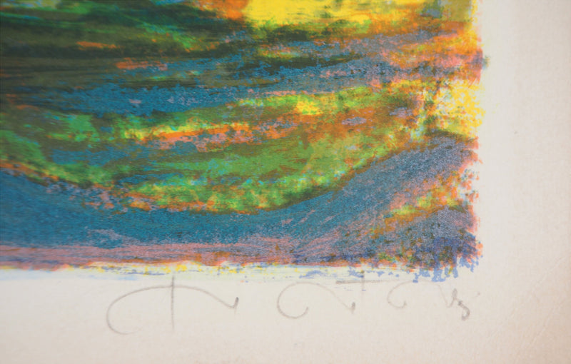 Roger MONTANE : Crépuscule à la voile - Lithographie (détail)