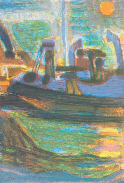 Roger MONTANE : Crépuscule à la voile - Lithographie (détail)