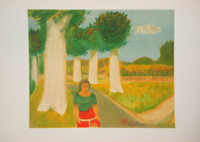 Roger MONTANE : La cycliste, 1957 - Lithographie