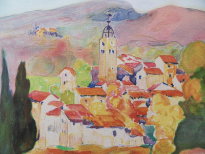 André MONTPELLIER : Village en Provence - Lithographie