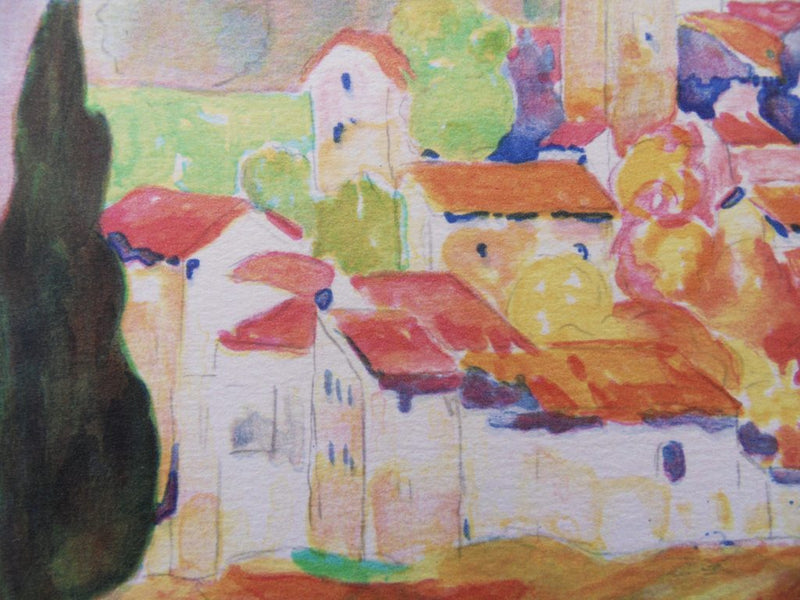 André MONTPELLIER : Village en Provence - Lithographie (détail)