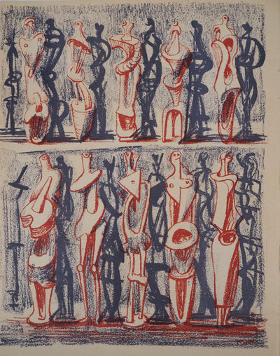 Henry MOORE : Figures et ombres (Figures and Shadows), Lithographie originale (vue générale) - Crédit photo : Galerie Art.Paris