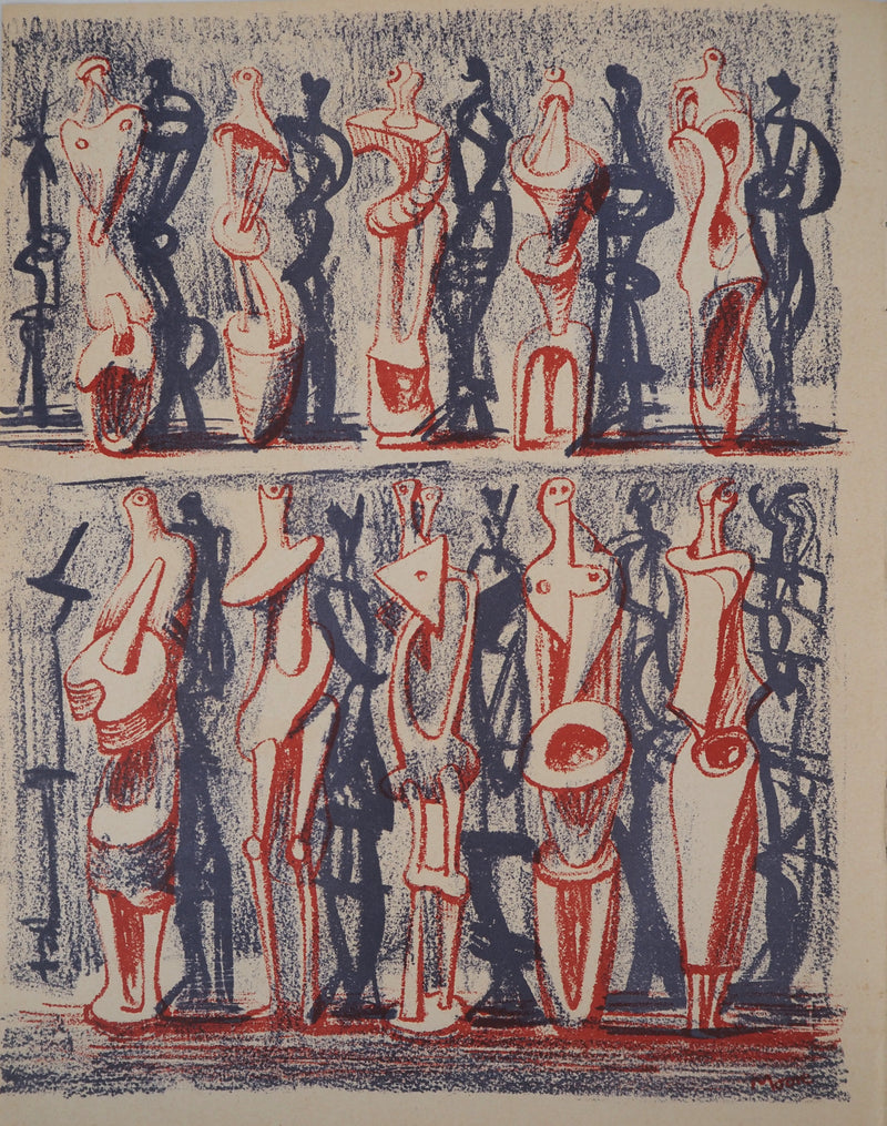 Henry MOORE : Figures et ombres (Figures and Shadows), Lithographie originale (vue générale) - Crédit photo : Galerie Art.Paris