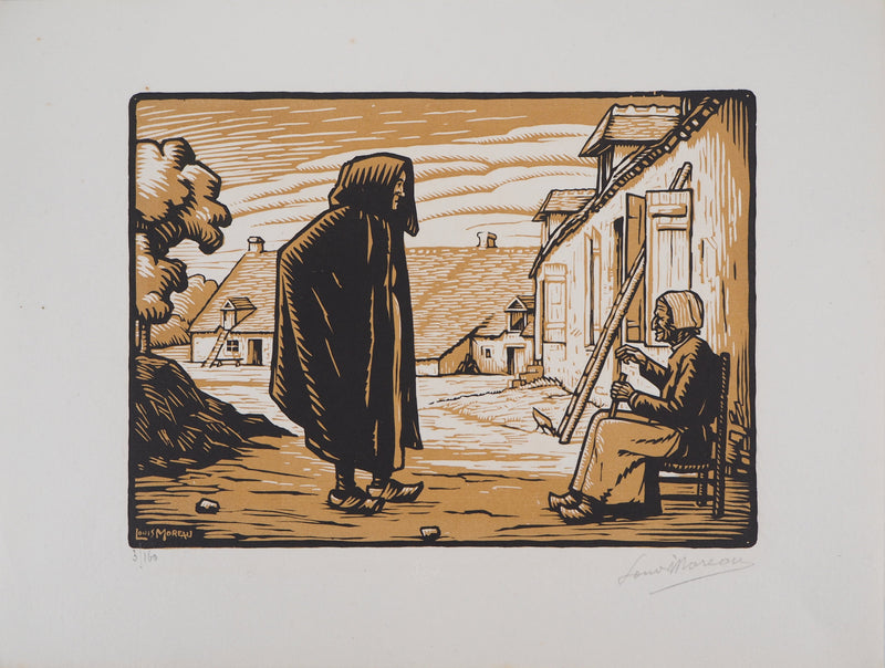 Louis MOREAU : Vieilles berrichonnes - 1929 - Gravure sur bois