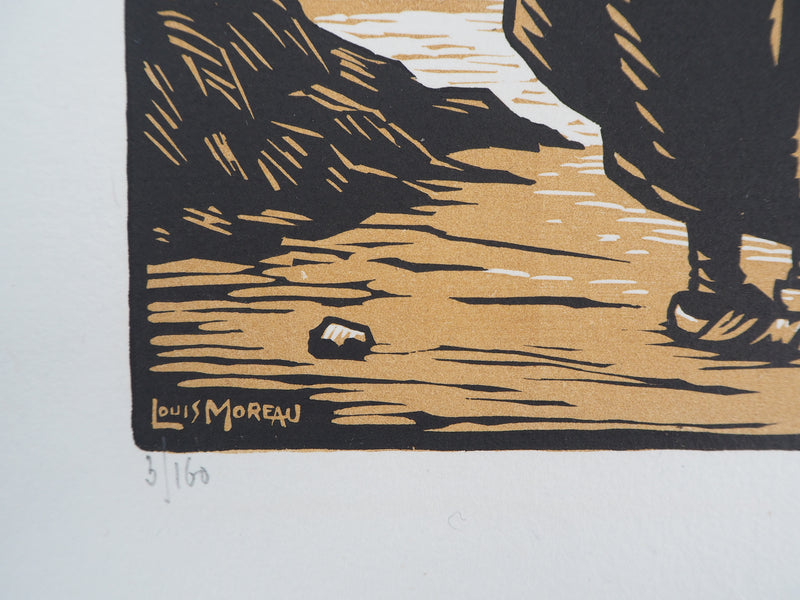 Louis MOREAU : Vieilles berrichonnes - 1929 - Gravure sur bois (détail)