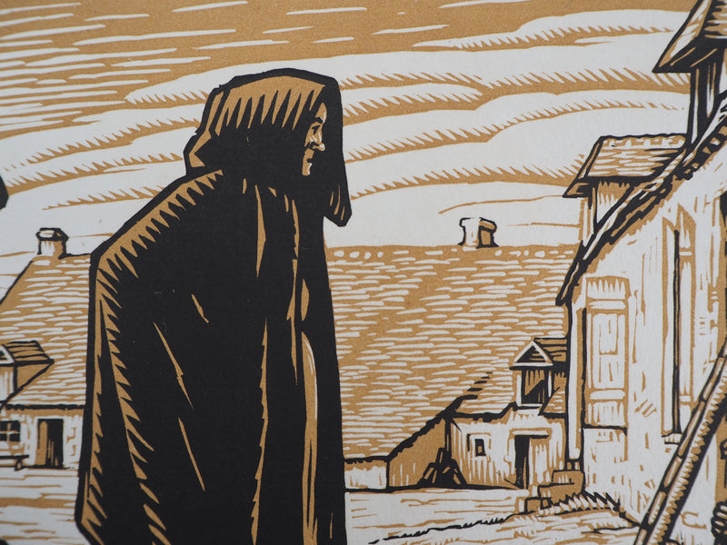 Louis MOREAU : Vieilles berrichonnes - 1929 - Gravure sur bois (détail)
