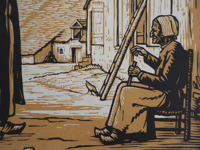 Louis MOREAU : Vieilles berrichonnes - 1929 - Gravure sur bois (détail)