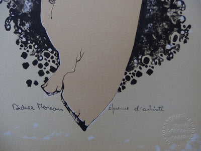 Didier MOREAU : Femme entourée par ses cheveux - Lithographie (détail)