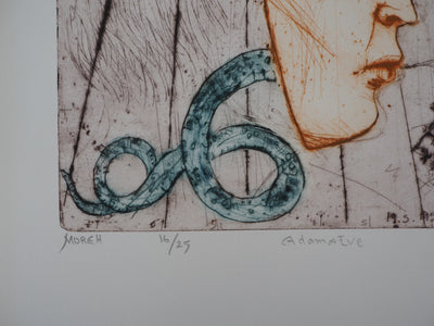 Mordecaï MOREH : Adam & Ève - Gravure (détail)