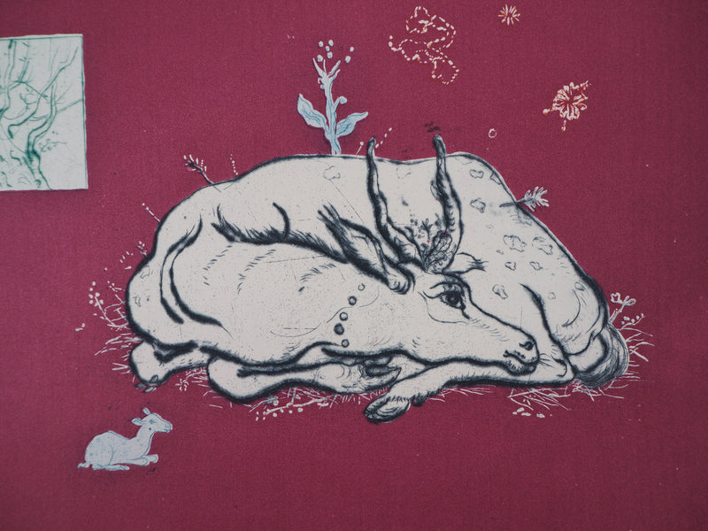 Mordecaï MOREH : Le cerf - Gravure (détail)