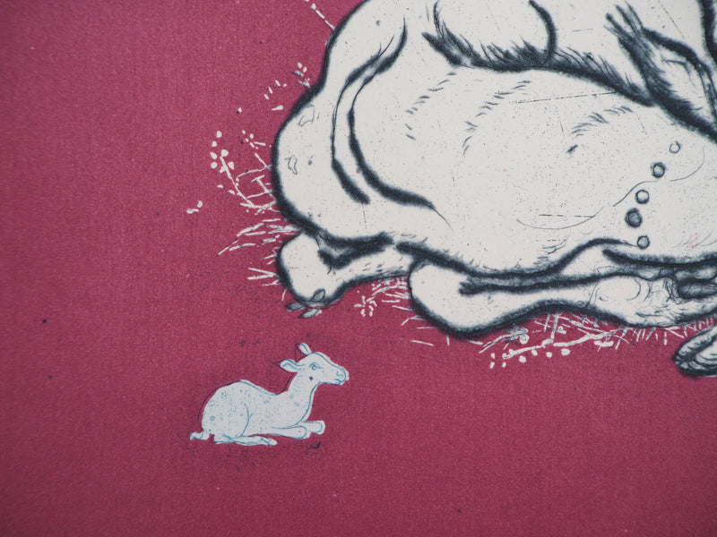 Mordecaï MOREH : Le cerf - Gravure (détail)
