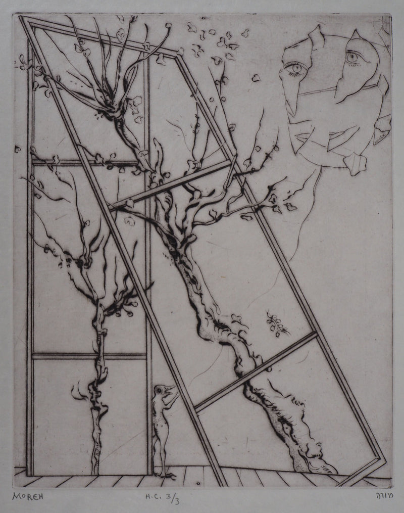 Mordecaï MOREH : Le Cerf-volant - Gravure (détail)