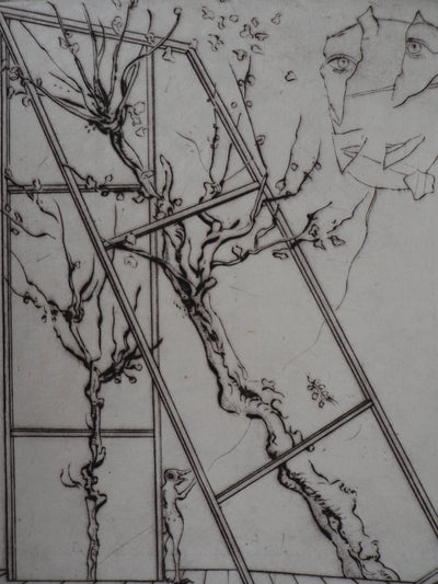 Mordecaï MOREH : Le Cerf-volant - Gravure (détail)