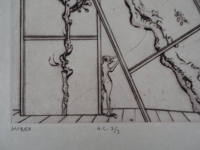 Mordecaï MOREH : Le Cerf-volant - Gravure (détail)