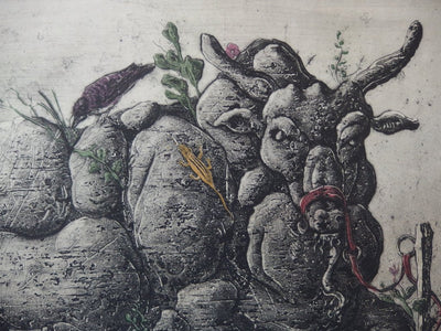 Mordecaï MOREH : Eternité d'un Zebu - Gravure (détail)