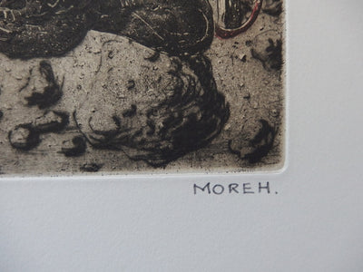 Mordecaï MOREH : Eternité d'un Zebu - Gravure (détail)