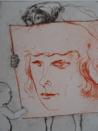 Mordecaï MOREH : Hommage de Filippino Lippi à Fra Filippo Lippi (Portrait de courtisan) - Gravure (détail)