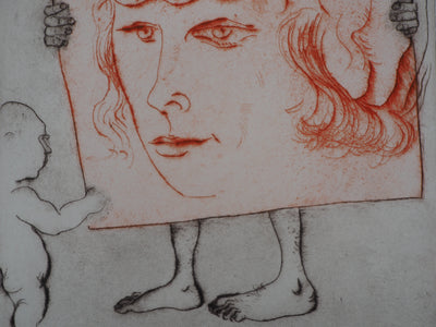 Mordecaï MOREH : Hommage de Filippino Lippi à Fra Filippo Lippi (Portrait de courtisan) - Gravure (détail)