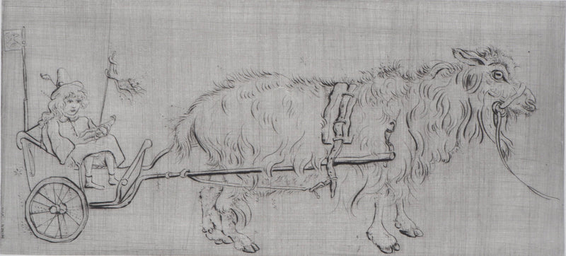 Mordecaï MOREH : Le jeune noble tiré par un animal - Gravure
