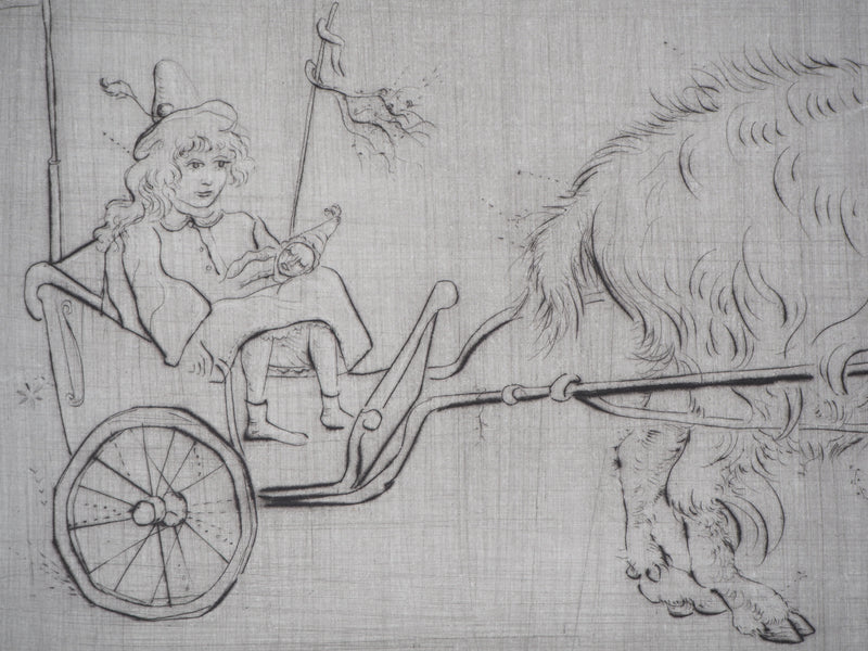 Mordecaï MOREH : Le jeune noble tiré par un animal - Gravure (détail)